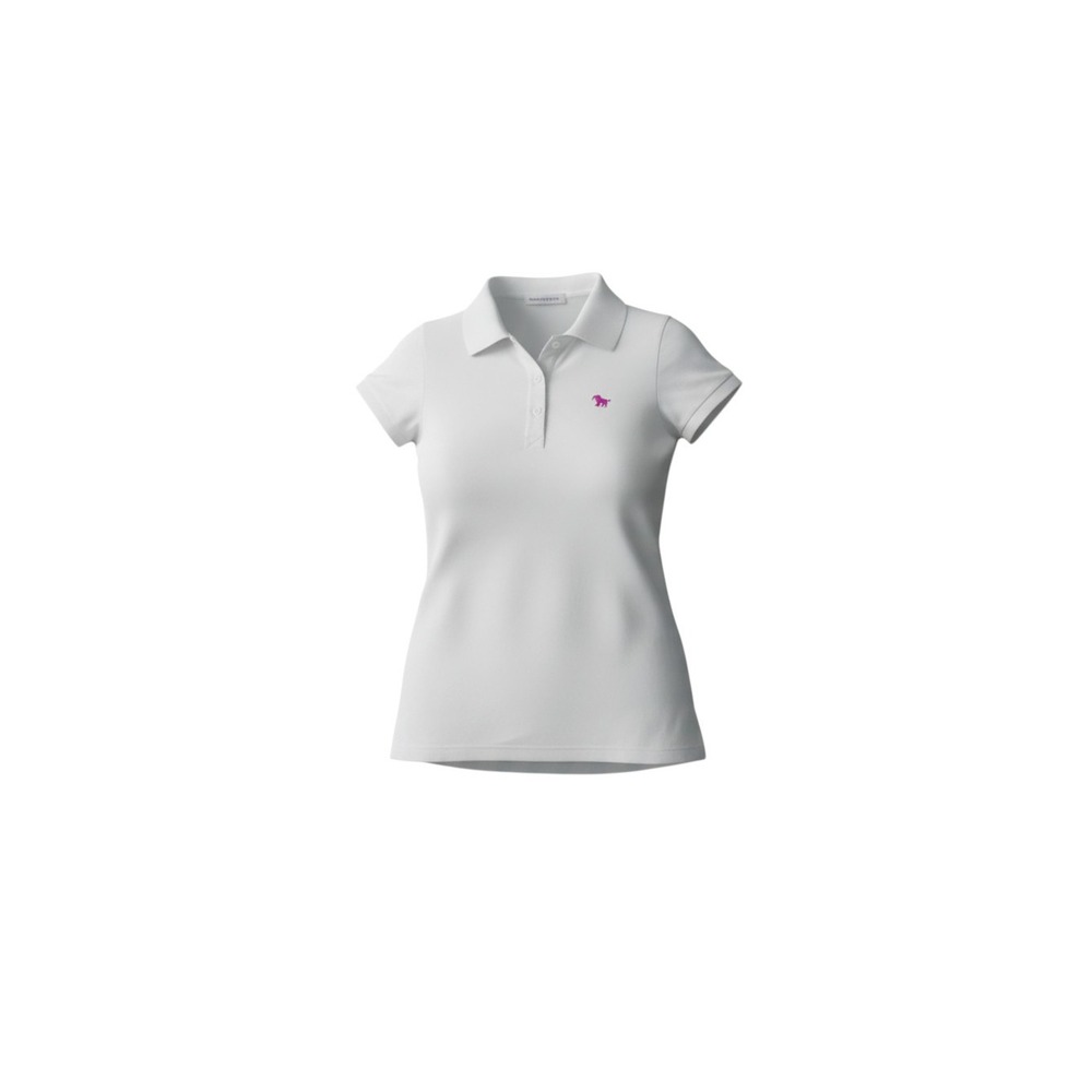 Ambiance Apparel Polo Shirt Womens Small White Short Sleeve Logo 70086